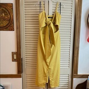 Missguided Yellow Midi Dress with Bow Detail